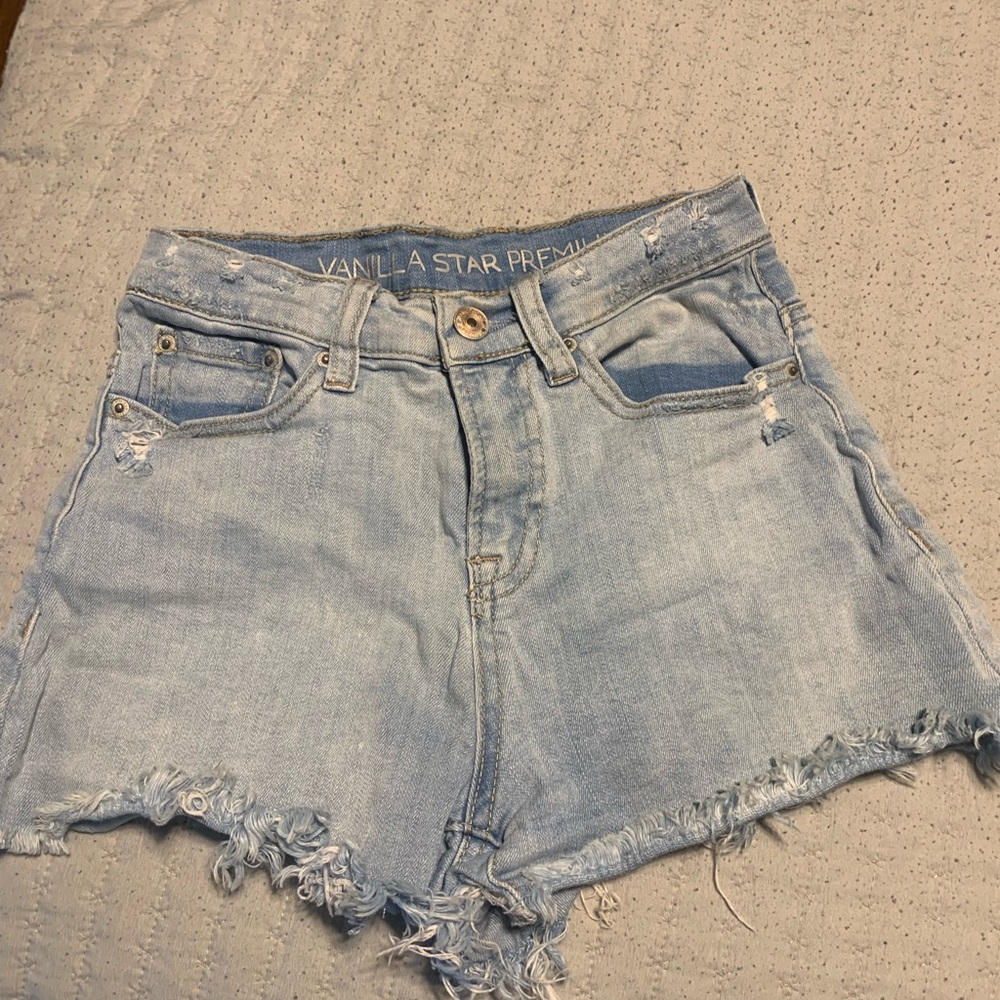Vanilla Star Blue Jean Shorts Distressed High-Waisted